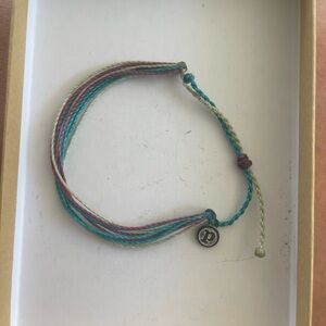 Pura Vida Turquoise, Pink & Cream Braided Bracelet with Charm